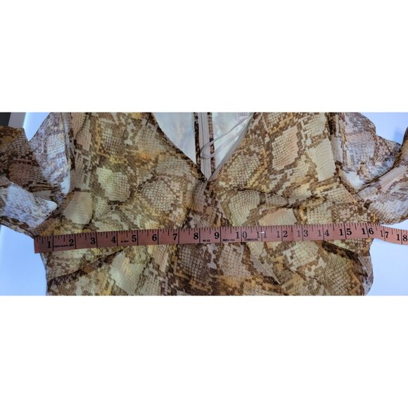 Leith Dress Womems Sz Medium V Neck Ruffles Animal Print Long Sleeve - Picture 9 of 11